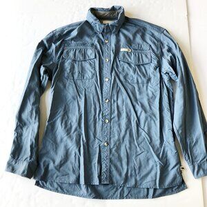 DAKOTA GRIZZLY Blue Button Up Long Sleeve Nylon Lightweight Shirt Mens Large